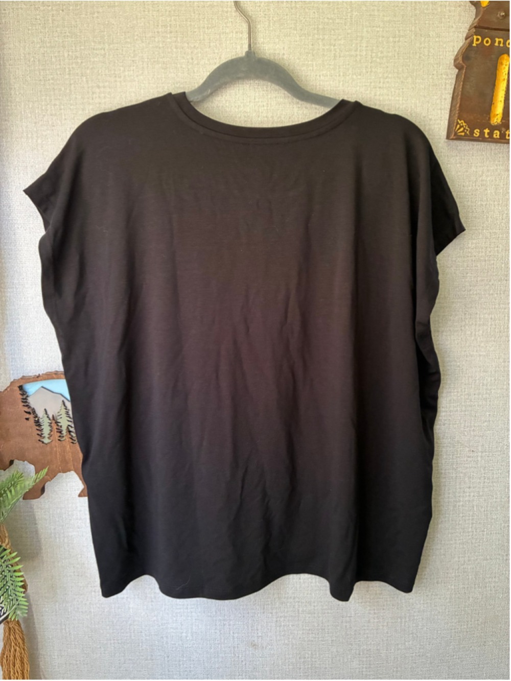 Women's Eileen Fisher Black Short Sleeve Tee Size M Oversized - Picture 5 of 5